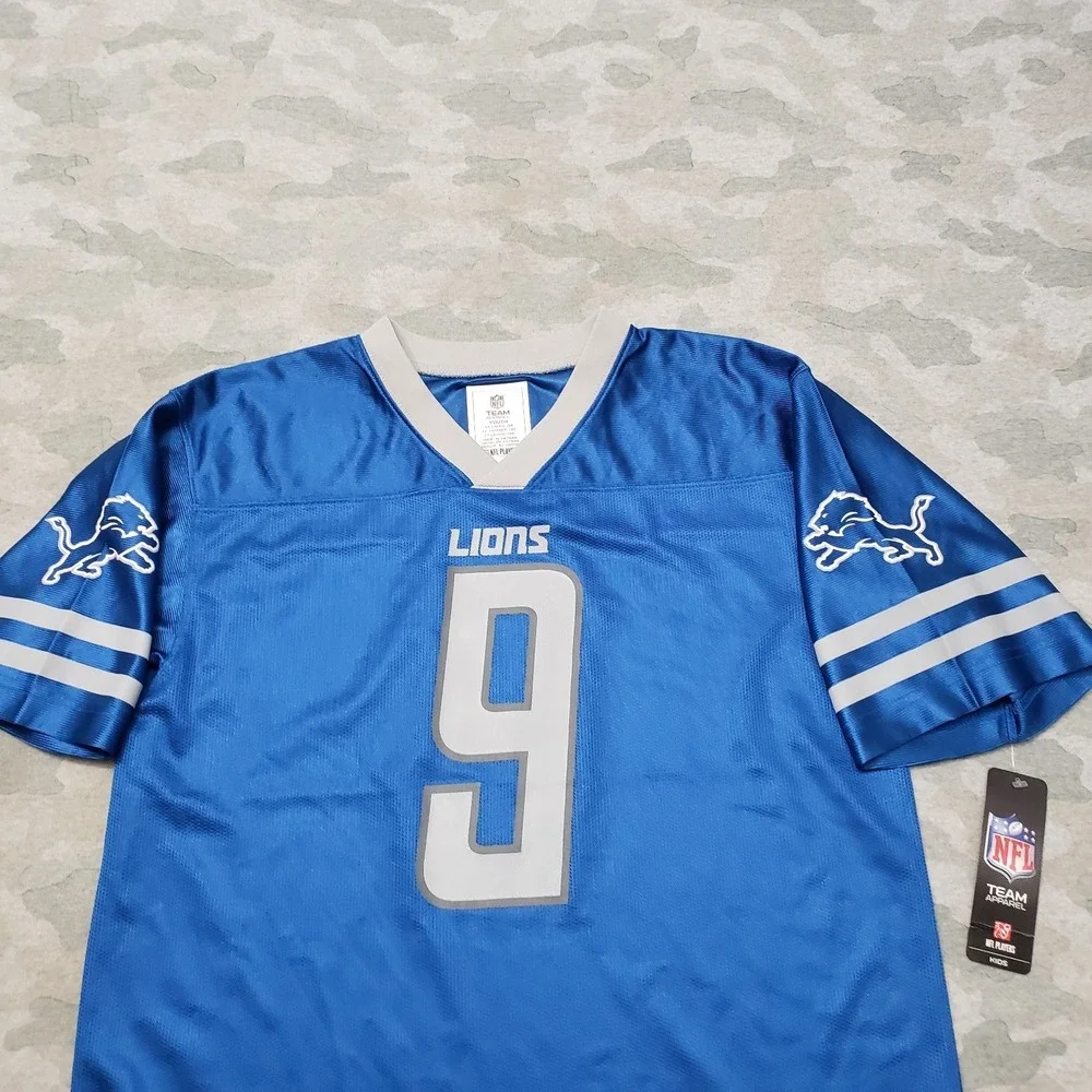 Detroit Lions Jersey Shirt Youth 2XL Blue NFL‎  Stafford #9 Short Sleeve NWT